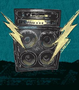 En retro illustration av en gitarrförstärkare